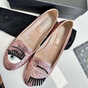 Chiara Ferragni blinking eye glitter loafers Size 9